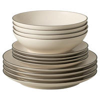 KOMBISERVICE Schwarz, Beige AUGUSTA 12-teilig 4 Personen  - Beige/Schwarz, Basics, Keramik - Costa Nova