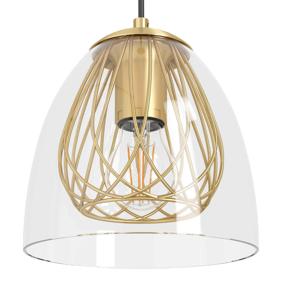 HÄNGELEUCHTE 135/19,5/150 cm  - Messingfarben/Schwarz, Design, Glas/Metall (135/19,5/150cm) - Eglo