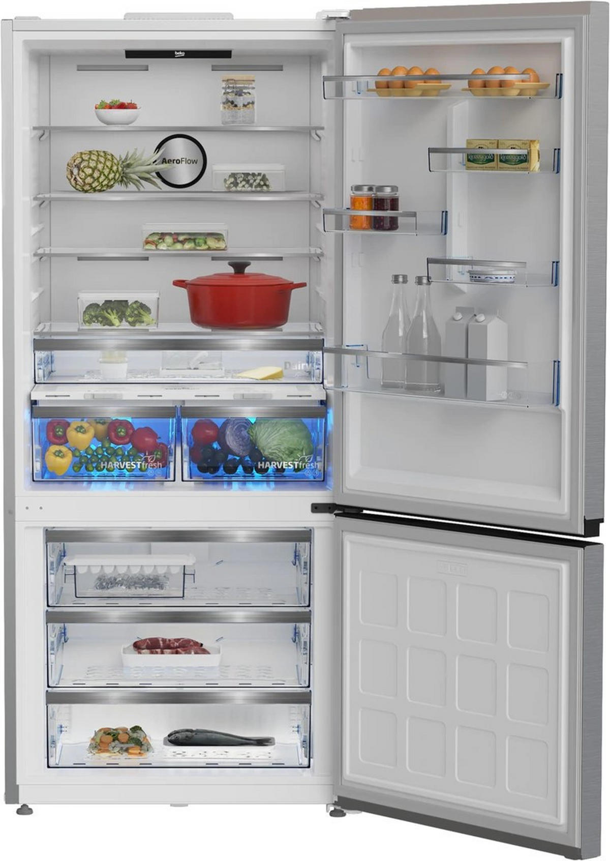 KÜHL-GEFRIER-KOMBINATION B5RCNE615ZXP  - Edelstahlfarben, Basics, Metall (83,2/193/76,2cm) - Beko