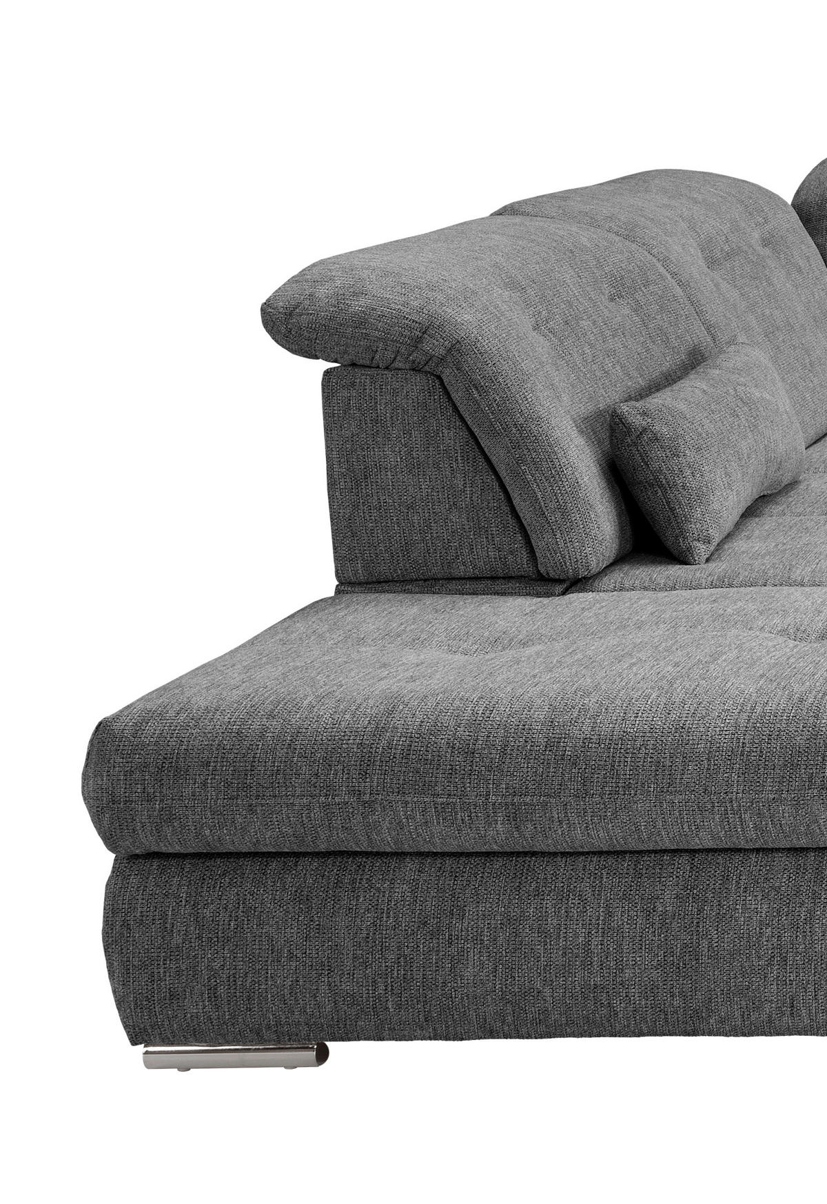 WOHNLANDSCHAFT Anthrazit Chenille  - Chromfarben/Anthrazit, Design, Textil/Metall (254/376/195cm) - Livetastic