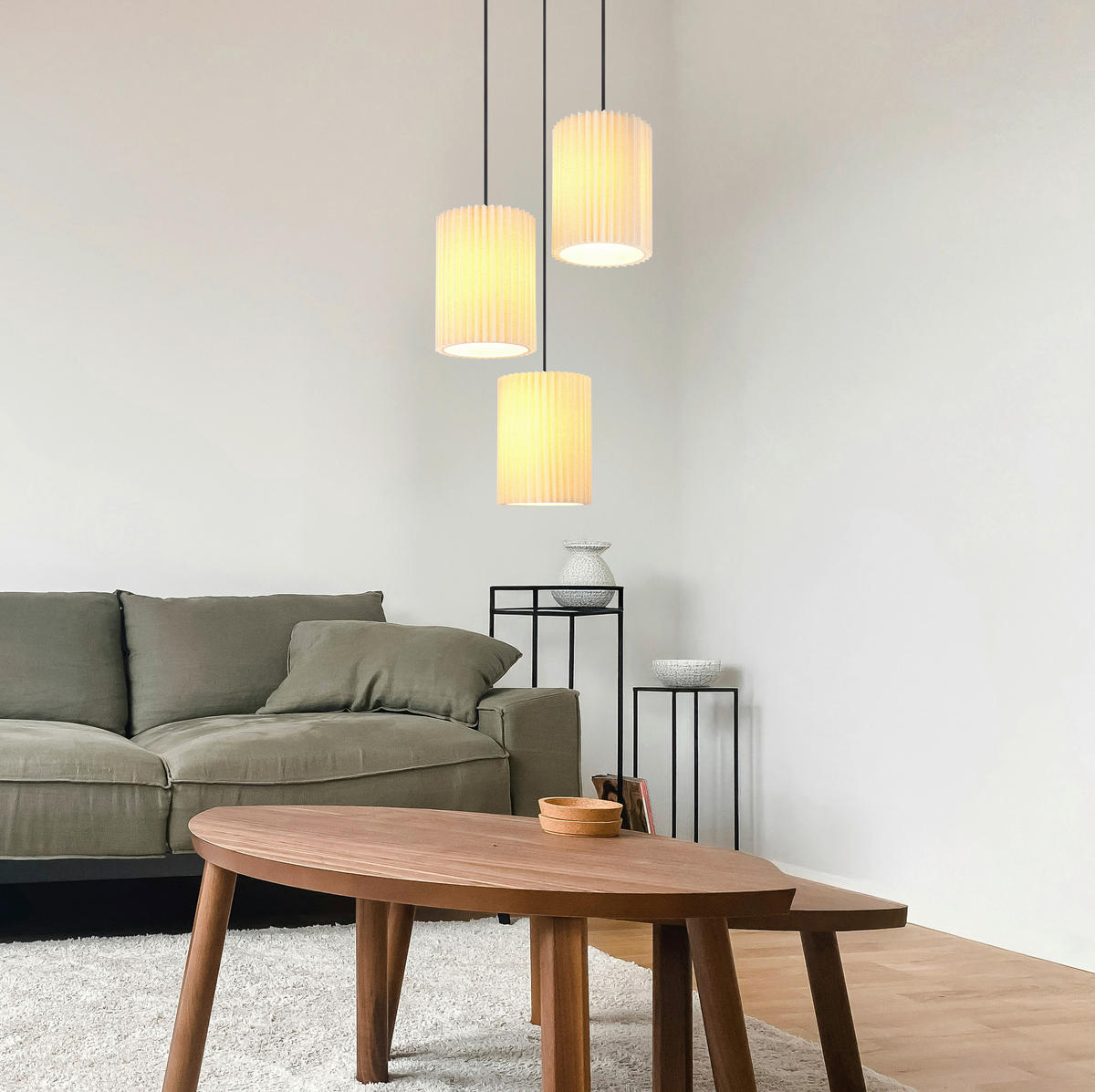 HÄNGELEUCHTE 46/120 cm    - Schwarz/Naturfarben, Basics, Textil/Metall (46/120cm) - Globo