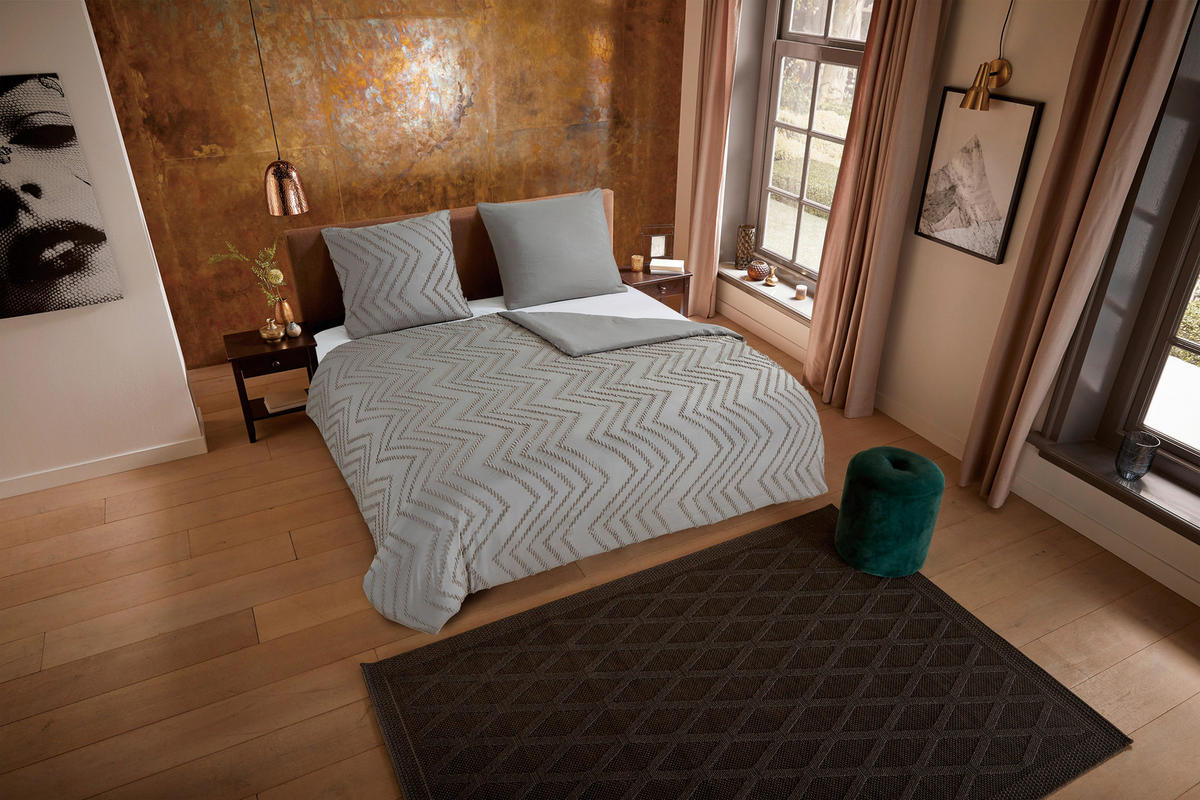 BETTWÄSCHE Zigzag Mikrofaser 155/220 cm  - Grau, Basics, Textil (155/220cm)