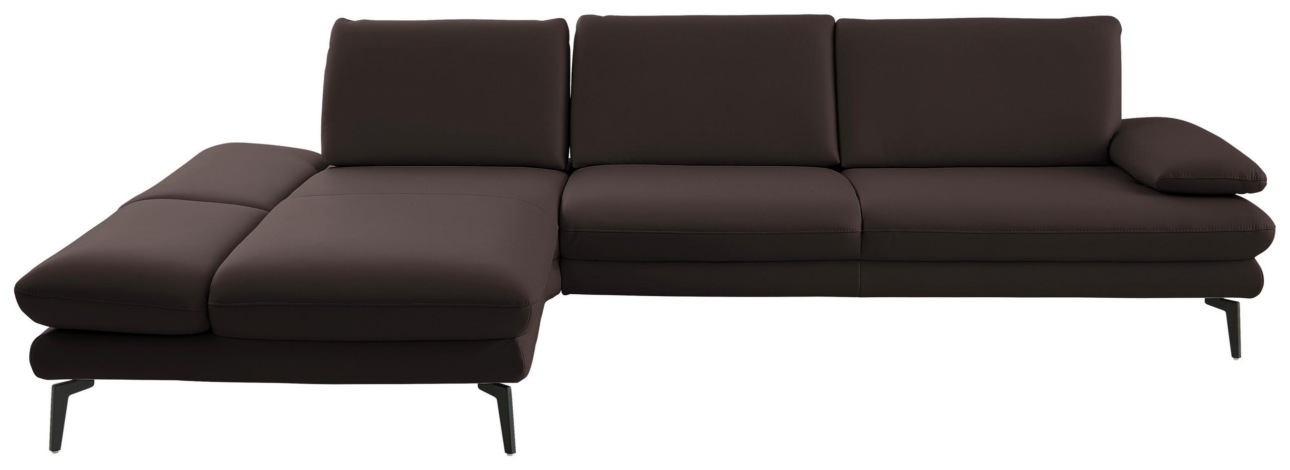 ECKSOFA in Echtleder Dunkelbraun  - Dunkelbraun/Schwarz, Design, Leder/Metall (195/308cm) - Dieter Knoll