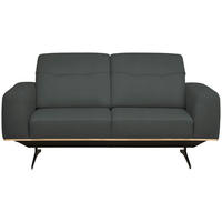 2-SITZER-SOFA in Echtleder Grau  - Schwarz/Grau, Design, Leder/Holz (174/76-97/102cm) - Novel