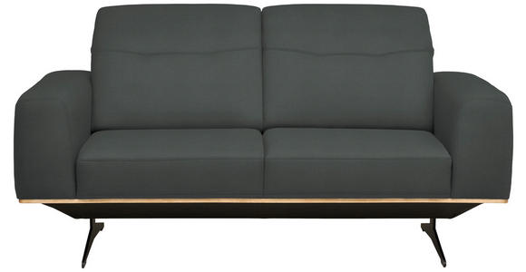 2-SITZER-SOFA in Leder Grau  - Schwarz/Grau, Design, Leder/Holz (174/76-97/102cm) - Novel