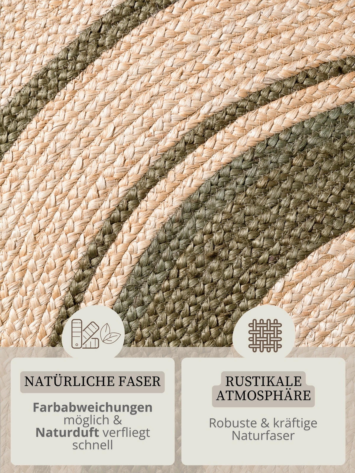 JUTETEPPICH 200 cm Jute Braided Braun, Dunkelgrün rund  - Dunkelgrün/Braun, Basics, Textil (200cm) - Hanse Home