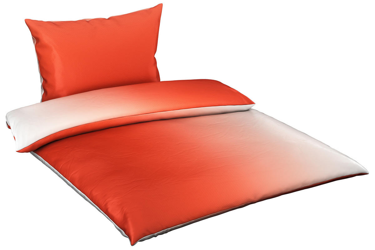 BETTWÄSCHE KALIO Satin 140/200 cm  - Orange/Weiß, KONVENTIONELL, Textil (140/200cm) - Esposa