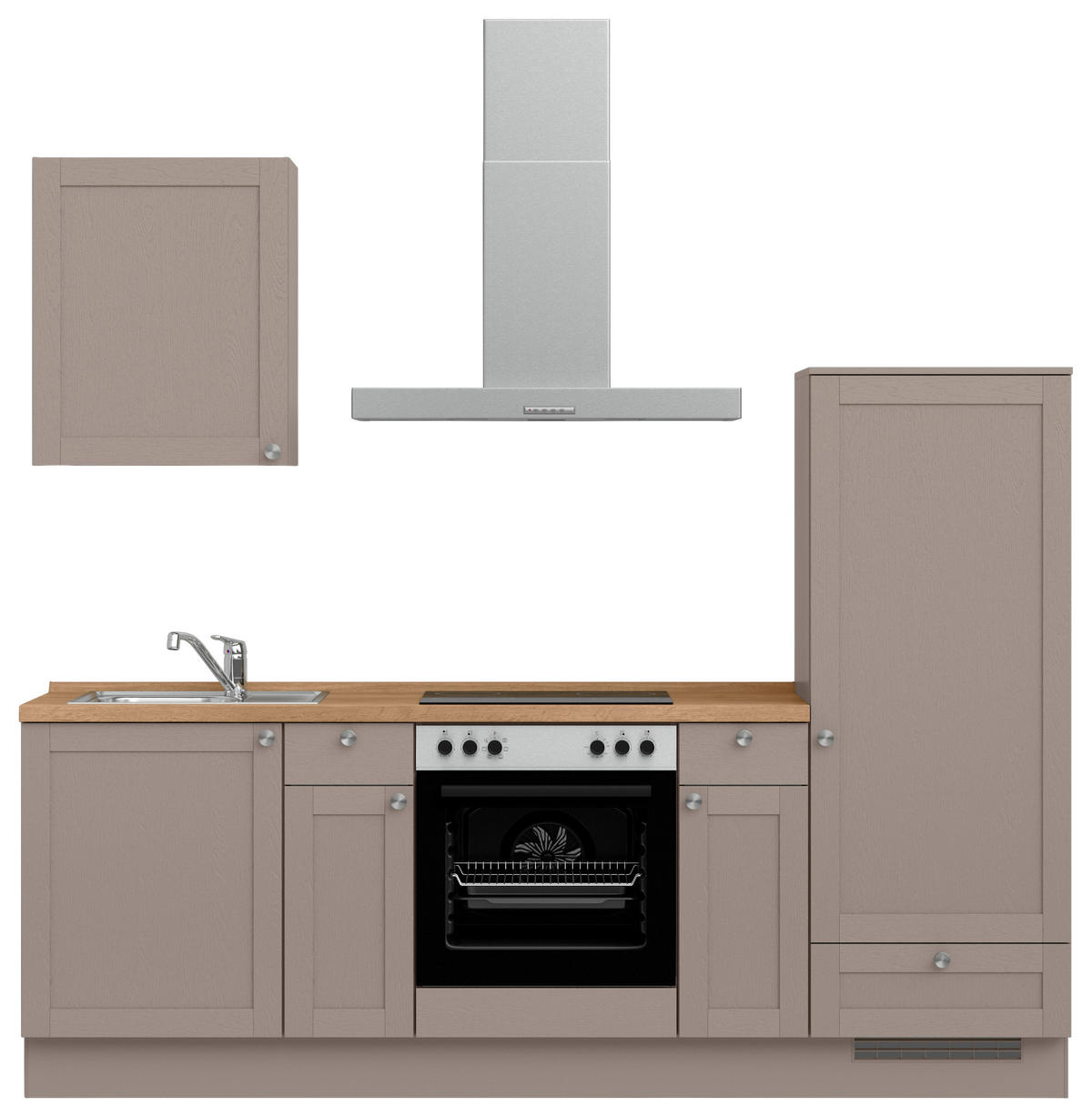 KÜCHENBLOCK Frame 240 cm  in Eichefarben, Beigebraun  - Edelstahlfarben/Eichefarben, MODERN, Holzwerkstoff/Metall (240cm) - Nobilia