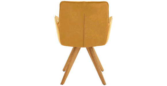 ARMLEHNSTUHL in Holz, Leder Eichefarben, Dunkelgelb - Eichefarben/Dunkelgelb, Design, Leder/Holz (59/89/63cm) - Dieter Knoll