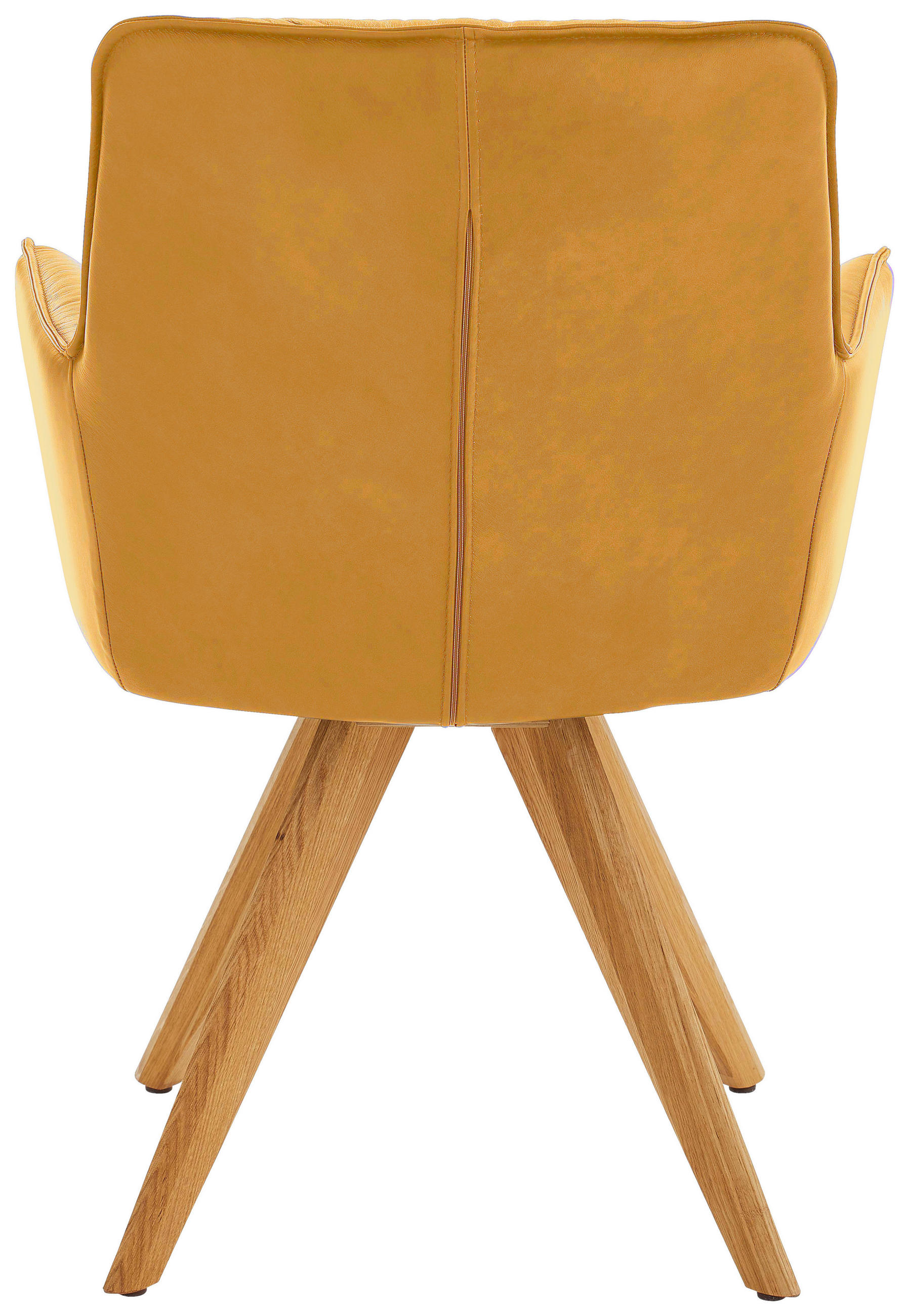 Thumbnail - Dieter Knoll Armlehnstuhl, Eiche, Dunkelgelb, Holz, Leder, Echtleder, Rindleder, Wildeiche, massiv, Stativgestell, 59x89...