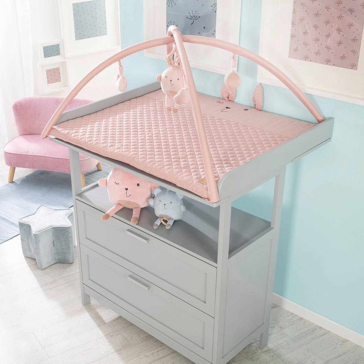 Krabbeldecke Roba Style  - Hellrosa, Konventionell, Textil (85/45/75cm) - Roba