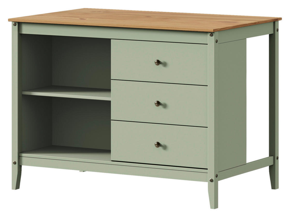 KÜCHENINSEL 122/90/77 cm  in Hellbraun, Olivgrün  - Hellbraun/Zinkfarben, MODERN, Holz/Metall (122/90/77cm) - Livetastic