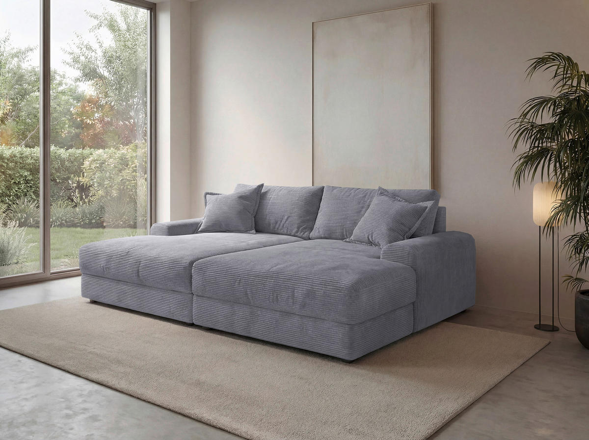 BIGSOFA Cord Dunkelgrau  - Dunkelgrau/Schwarz, MODERN, Kunststoff/Textil (234/93/190cm) - Carryhome