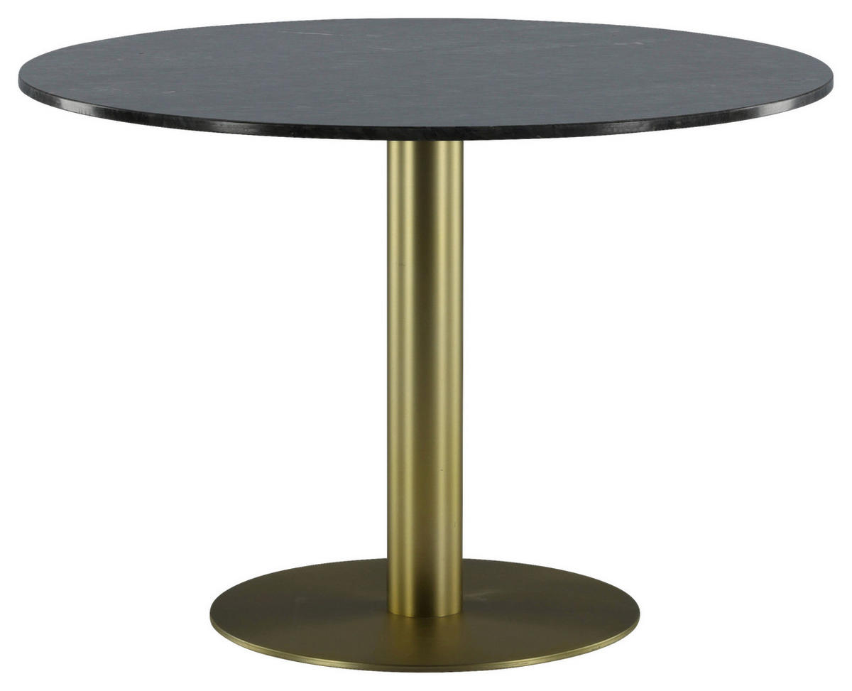 ESSTISCH in Metall, Stein 106/106/75 cm  - Dunkelgrau/Goldfarben, Design, Stein/Metall (106/106/75cm) - Livetastic
