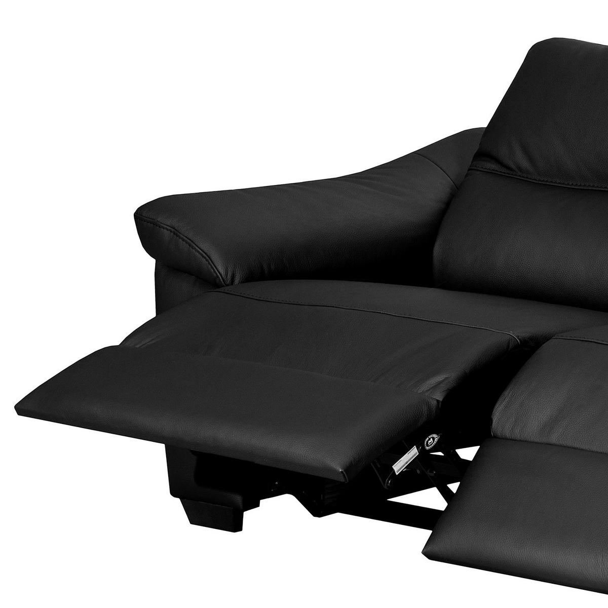 2-SITZER-SOFA  in Echtleder Schwarz   - Schwarz, Design, Leder/Holz (174/97/97cm) - Livetastic