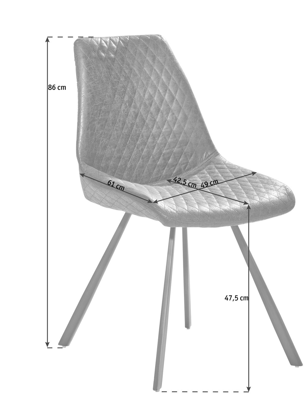 STUHL  in Eisen Mikrofaser  - Grau, Trend, Textil/Metall (46/86/61cm) - Ambia Home