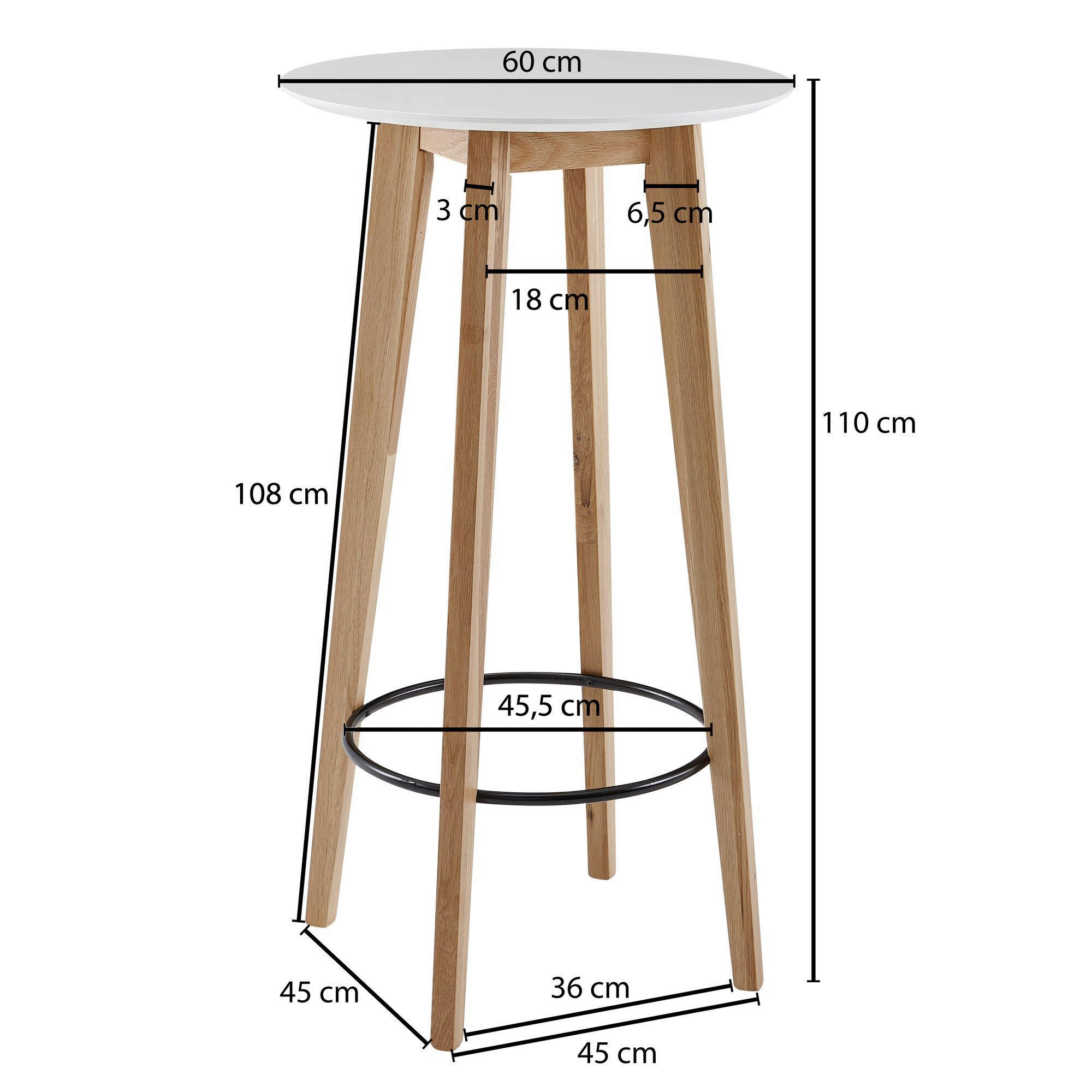 BARSKI STOL bijela drvo, drvni materijal - bijela, Moderno, drvni materijal/drvo (60/110/60cm) - MID.YOU