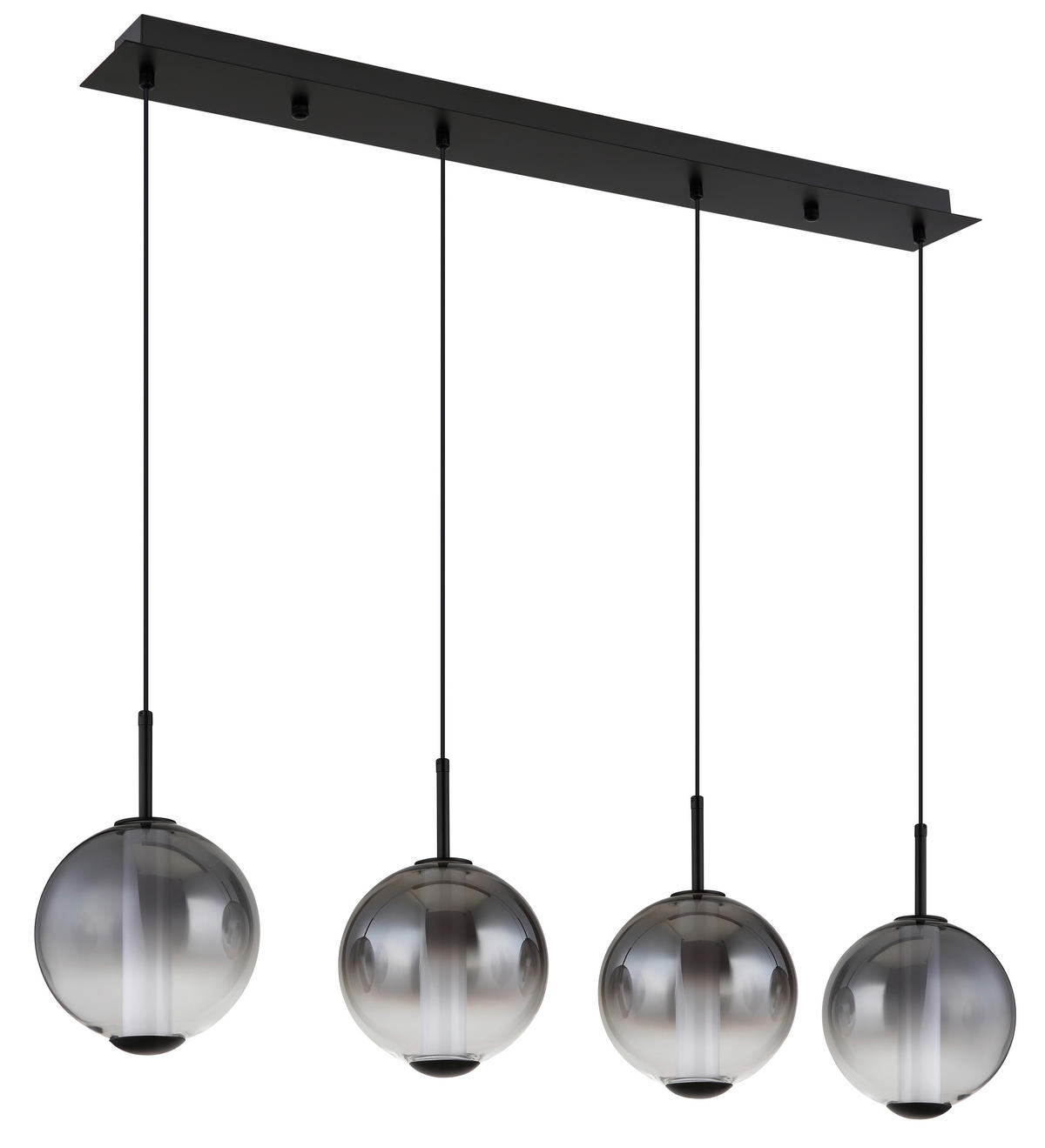 LED-HÄNGELEUCHTE LACY 100/18/120 cm   - Schwarz/Weiß, KONVENTIONELL, Glas/Kunststoff (100/18/120cm) - Globo
