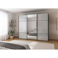 SCHWEBETÜRENSCHRANK in Grau, Schwarz  - Schwarz/Grau, Konventionell, Glas/Holzwerkstoff (271/223/68cm) - Novel