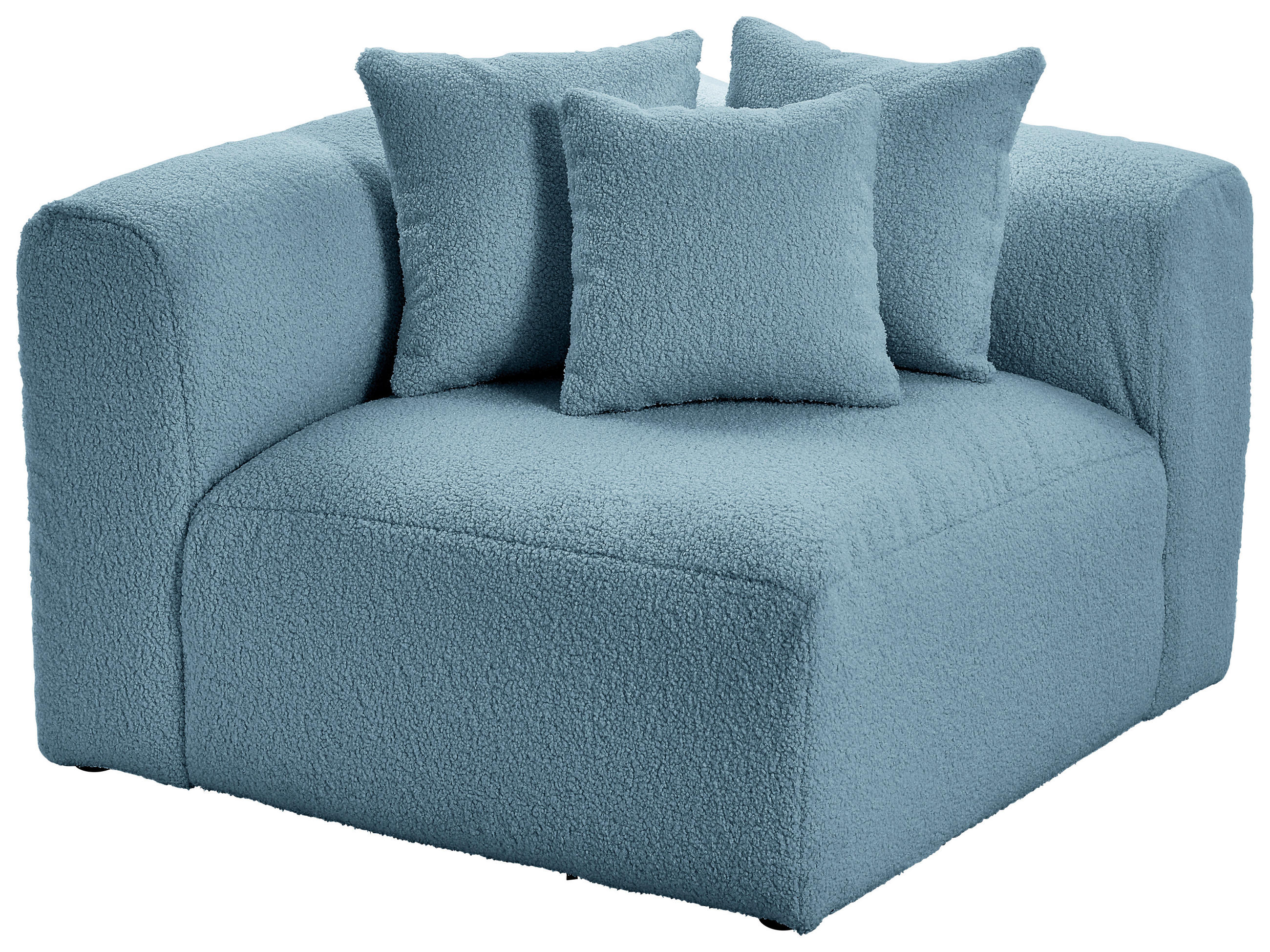 SOFAELEMENT BLOOM Flachgewebe, Teddystoff Blau  - Blau, Trend, Textil (115/70/115cm) - Livetastic
