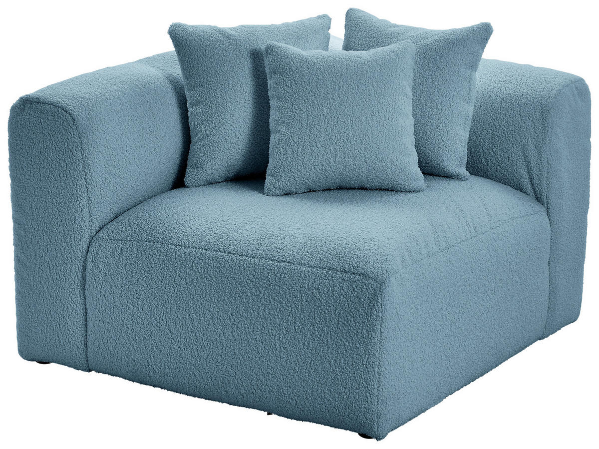 SOFAELEMENT BLOOM Flachgewebe, Teddystoff Blau  - Blau, Trend, Textil (115/70/115cm) - Livetastic