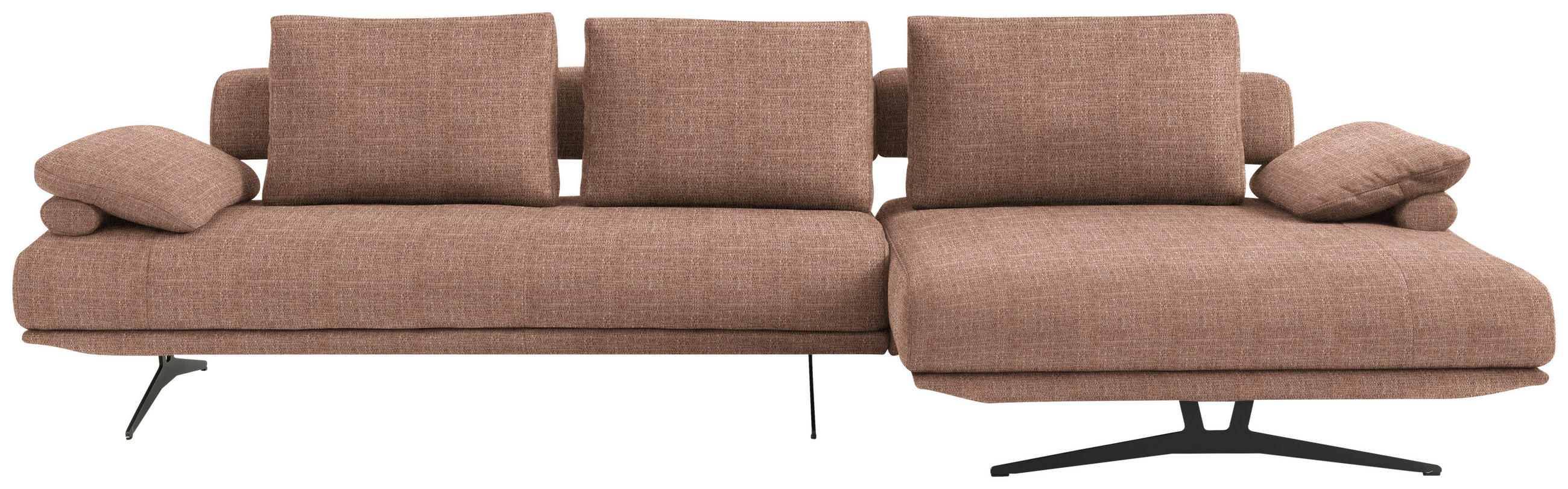 ECKSOFA in Chenille Hellbraun  - Hellbraun/Schwarz, Design, Textil/Metall (334/168cm) - Dieter Knoll