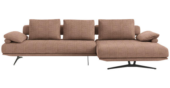 ECKSOFA in Chenille Hellbraun 334/168 cm - Hellbraun/Schwarz, Design, Textil/Metall (334/168cm) - Dieter Knoll