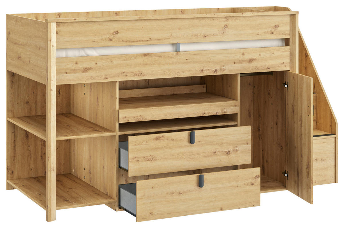 VYVÝŠENÁ POSTEĽ, 90/200 cm dub artisan - dub artisan, Modern, kompozitné drevo (90/200cm) - MID.YOU