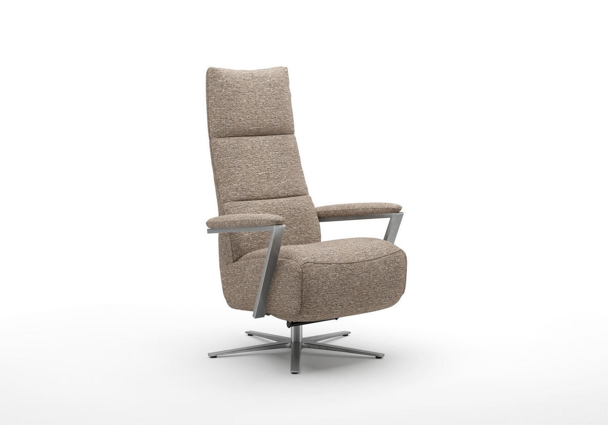 RELAXSESSEL TV VARIO COMFORT E L3 Chenille Kopfteilverstellung, Rücken echt    - Silberfarben/Cappuccino, Basics, Textil/Metall (70/128/85cm) - Sit & More