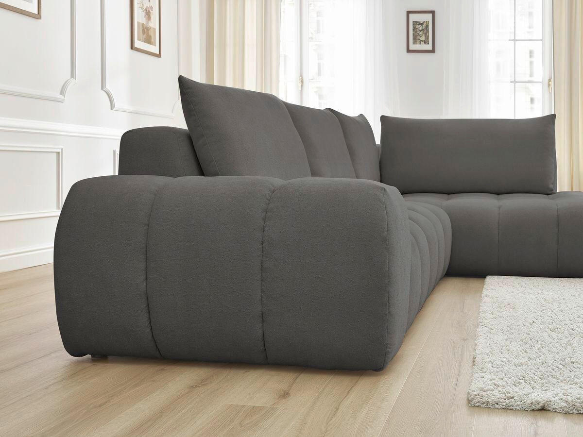ECKSOFA Ottomane rechts  EVEREST Dunkelgrau Struktur  - Dunkelgrau/Schwarz, MODERN, Kunststoff/Textil (352/210cm) - Livetastic