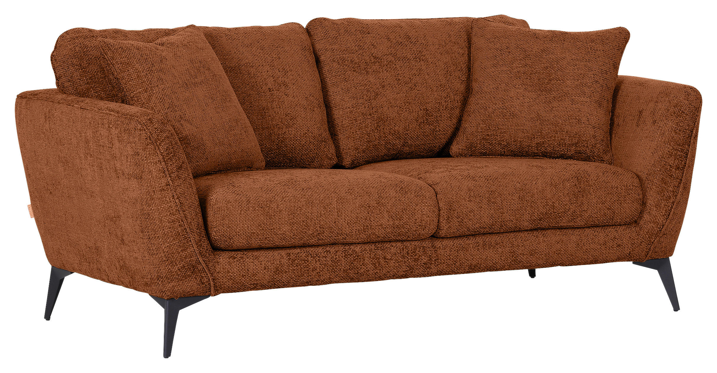2-SITZER-SOFA Chenille Braun  - Schwarz/Braun, KONVENTIONELL, Textil/Metall (190/70/98cm) - Carryhome