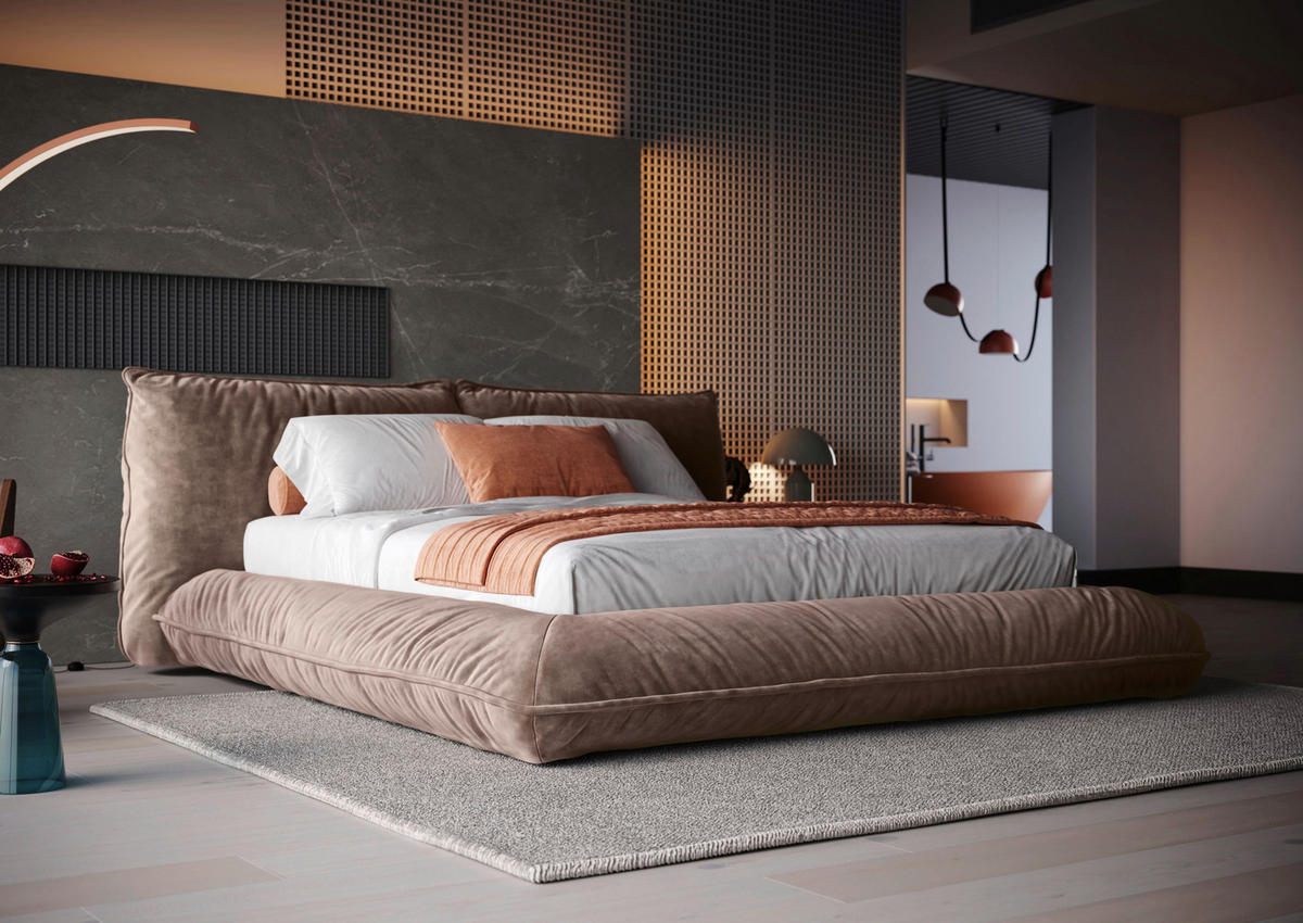 POLSTERBETT 160/200 cm,  in Braun,  - Schwarz/Braun, Design, Textil/Metall (160/200cm) - Belluti