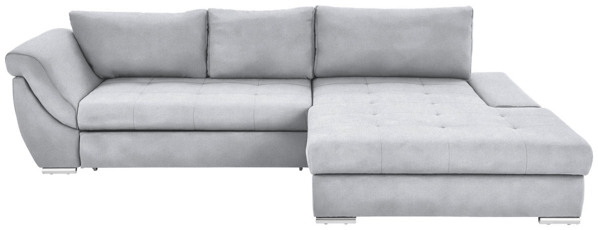 ECKSOFA in Flachgewebe Silberfarben  306/174 cm  - Silberfarben, Design, Textil/Metall (306/174cm) - Carryhome