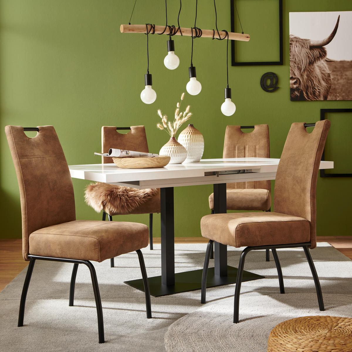 JEDILNA MIZA, črna, bela  - črna/bela, Moderno, kovina/leseni material (120/80/75cm) - MID.YOU