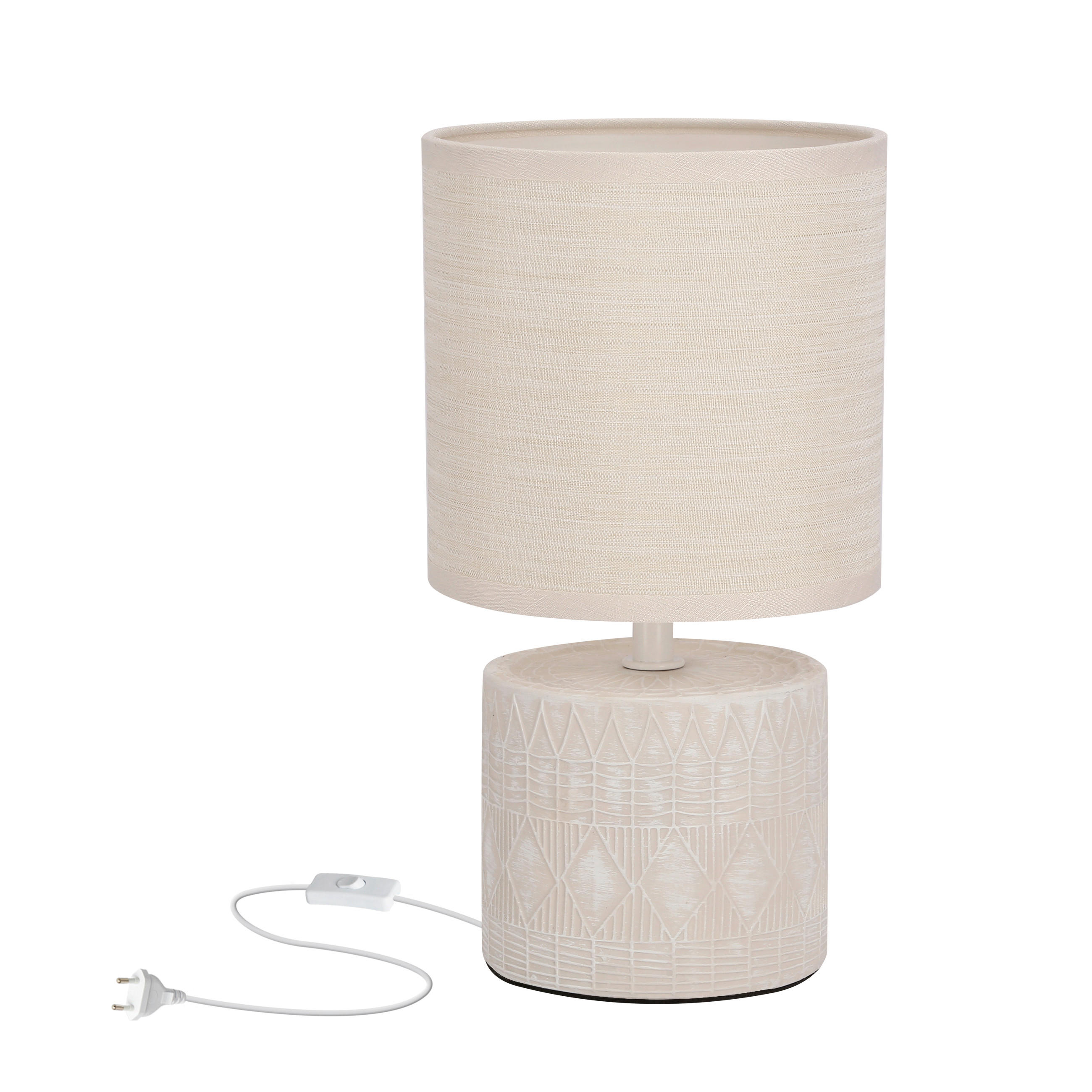 BORDSLAMPA Dina 14/14/26 cm   - beige, Klassisk, metall/textil (14/14/26cm)