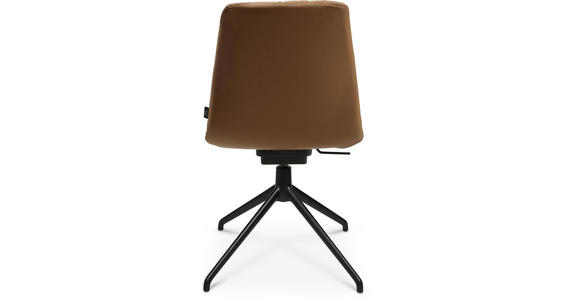 STUHL Echtleder Schwarz, Cognac - Cognac/Schwarz, Design, Leder/Metall (46/81,5-84,5/55cm) - Johann Jakob