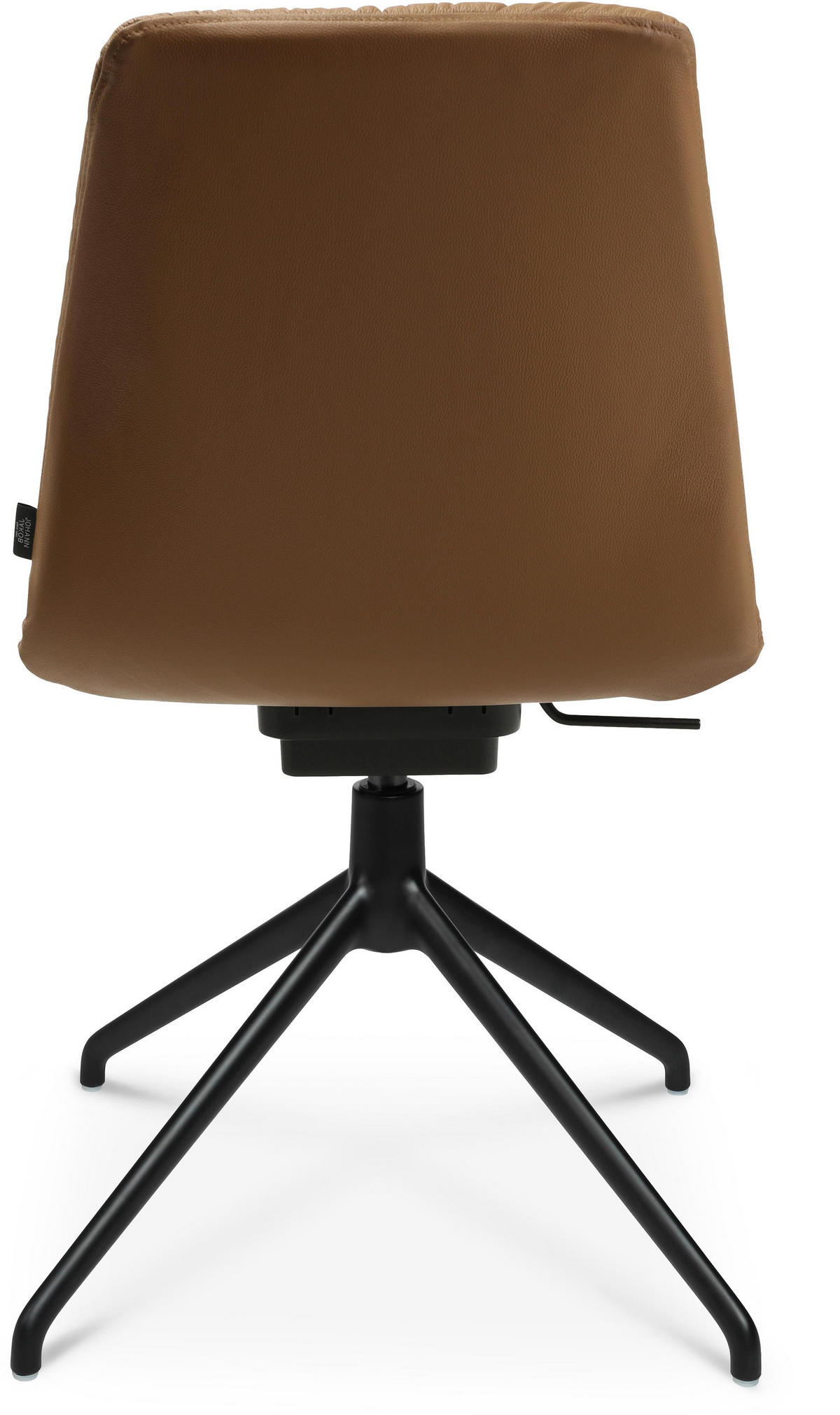 STUHL Echtleder Schwarz, Cognac  - Cognac/Schwarz, Design, Leder/Metall (46/81,5-84,5/55cm) - Johann Jakob