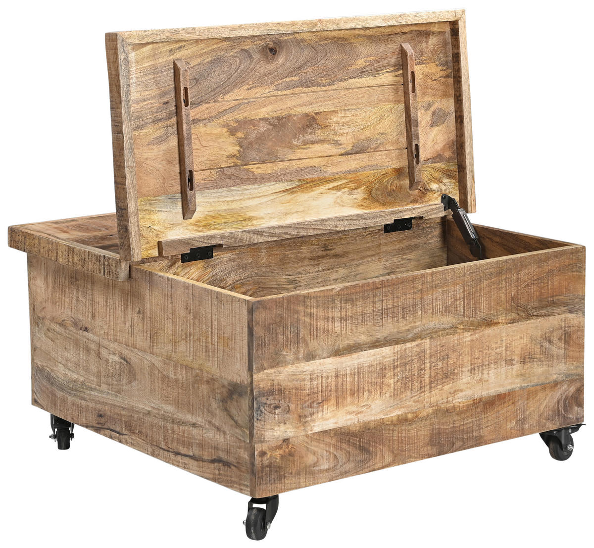 COUCHTISCH Mangoholz massiv 75/75/40 cm quadratisch Naturfarben  - Schwarz/Naturfarben, Design, Holz/Metall (75/75/40cm) - Carryhome