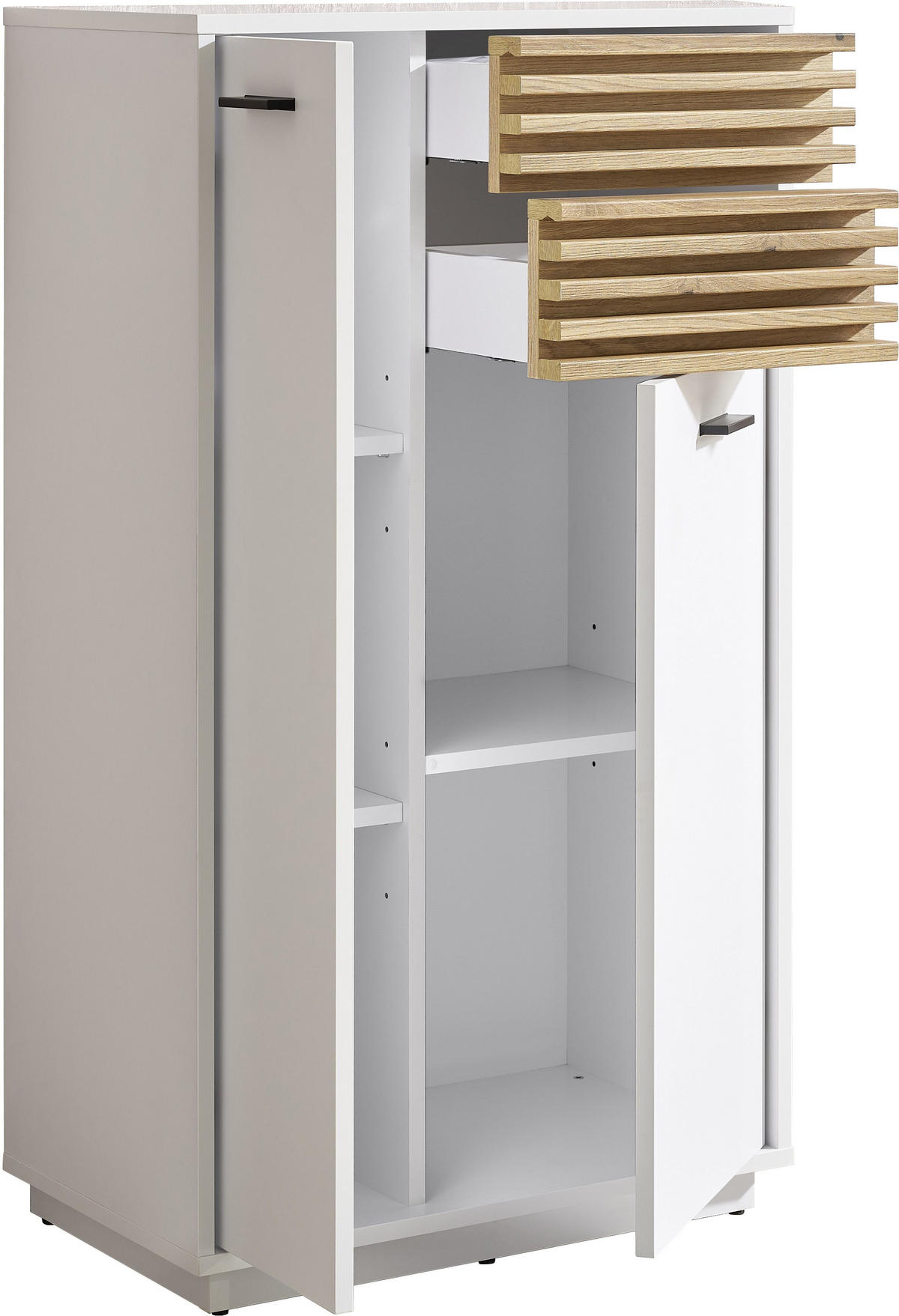 MIDISCHRANK 60/106/35 cm  - Eichefarben/Schwarz, KONVENTIONELL, Holzwerkstoff/Kunststoff (60/106/35cm) - home24