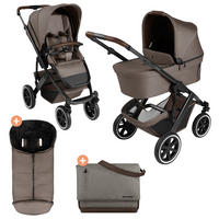 KINDERWAGENSET  Salsa 5 Air Herbst Set  Nature  - Graubraun/Schwarz, Basics, Textil/Metall (63/118/95.5cm) - ABC Design