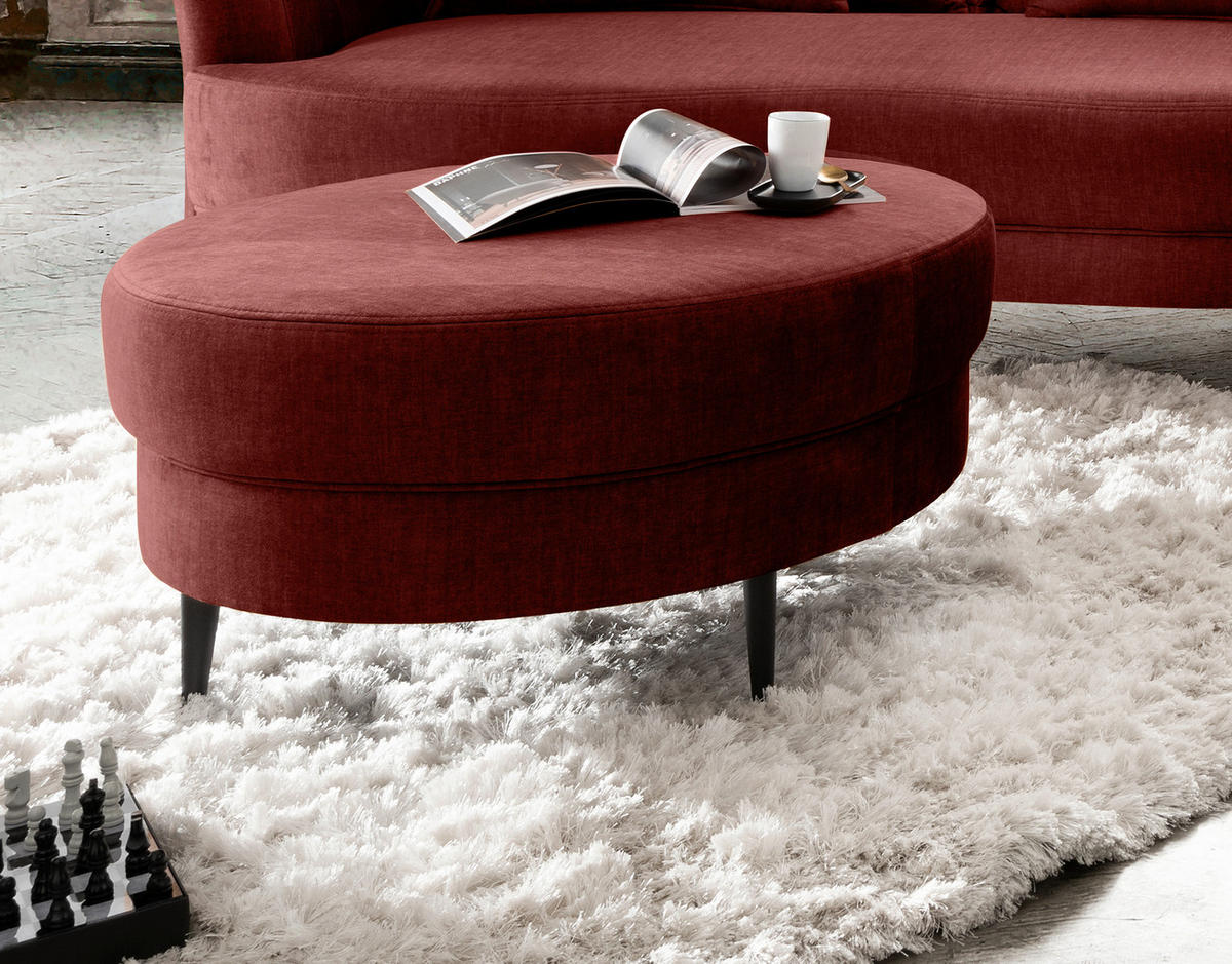 HOCKER in Textil Koralle  - Koralle/Schwarz, Modern, Textil/Metall (80/43cm) - Livetastic