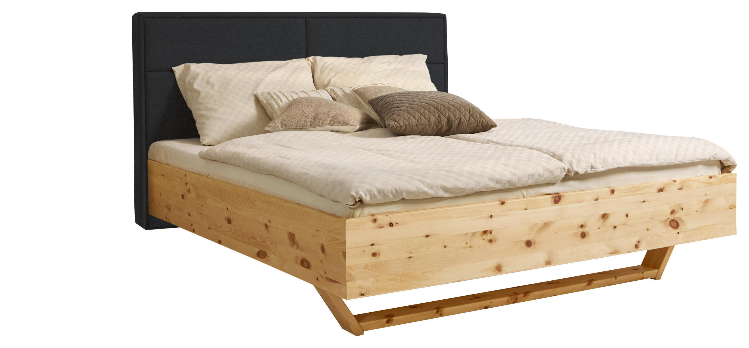 BETT 160/200 cm  in Zirbelkieferfarben, Dunkelgrau  - Dunkelgrau/Zirbelkieferfarben, Natur, Holz/Textil (160/200cm) - Valnatura