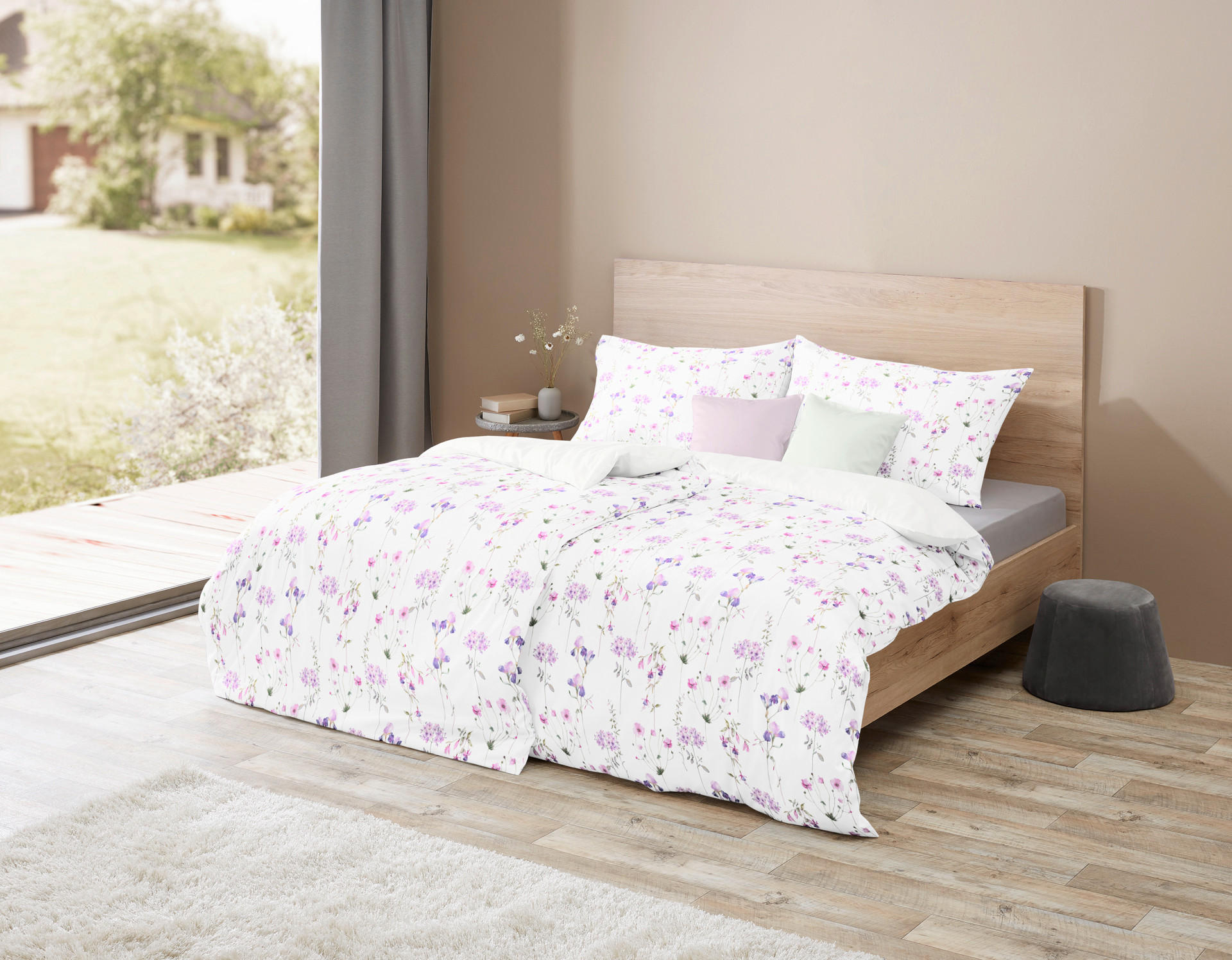 POSTELJNINA 140/200 cm lila, roza, bela  - lila/roza, Konvencionalno, tekstil (140/200cm) - Fleuresse