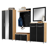 GARDEROBE 6-teilig  in 265/195/40 cm  - Hellbraun/Eichefarben, Design, Glas/Holz (265/195/40cm)