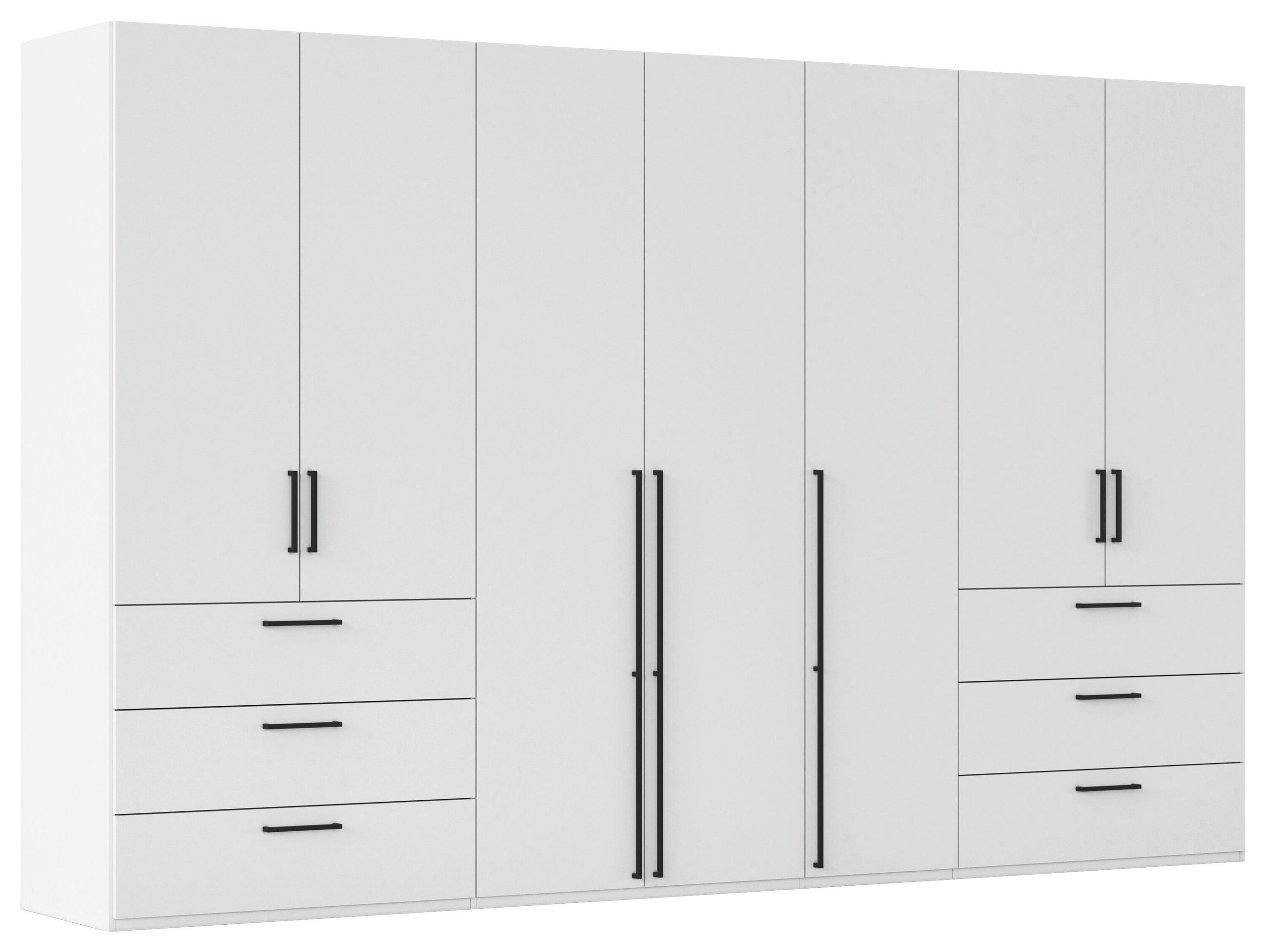 DREHTÜRENSCHRANK 350/223/61 cm,  in Weiß, 7-türig  - Schwarz/Weiß, Basics, Holzwerkstoff/Metall (350/223/61cm) - Novel
