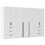 DREHTÜRENSCHRANK 350/223/61 cm,  in Weiß, 7-türig  - Schwarz/Weiß, Basics, Holzwerkstoff/Metall (350/223/61cm) - Novel