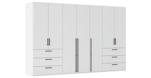 DREHTÜRENSCHRANK 350/235/61 cm,  in Weiß, 7-türig  - Schwarz/Weiß, Basics, Holzwerkstoff/Metall (350/235/61cm) - Novel