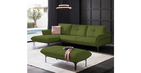 ECKSOFA in Echtleder Grün  - Schwarz/Grün, Design, Leder/Metall (182/325cm) - Valnatura