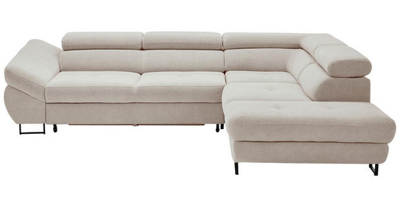 ECKSOFA in Webstoff Taupe - Taupe/Schwarz, Design, Textil/Metall (280/235cm) - Hom`in