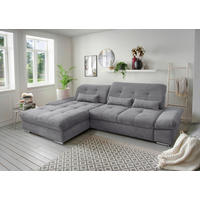 ECKSOFA in Chenille Dunkelgrau  - Chromfarben/Dunkelgrau, Design, Textil/Metall (196/300cm) - Livetastic
